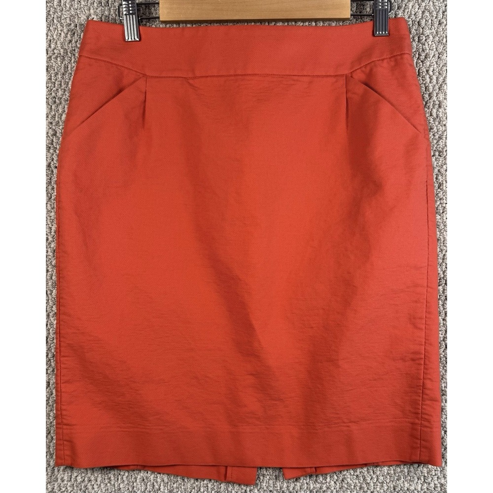 J.Crew Pencil Skirt Orange Coral Cotton Career Preppy Classic Women's‎ 10